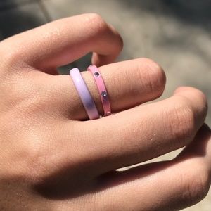 Purple and pink painted rings thrifted